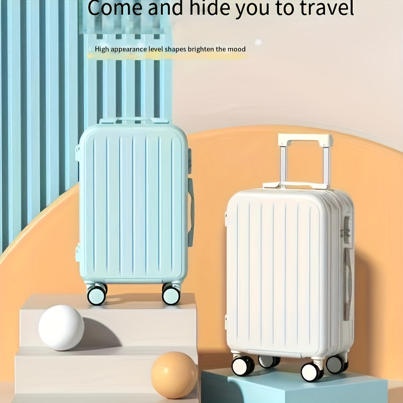 20\u002F24 Inch Stylish PC Zipper Suitcase • Travel Trolley Bag for Women • Featuring a Cup Holder And USB Charging Port