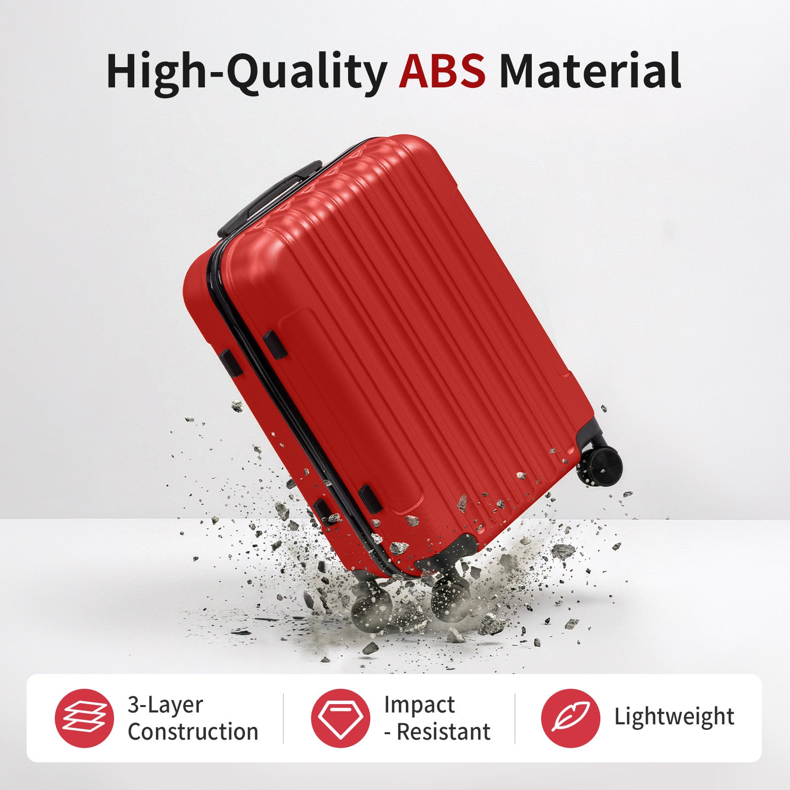 3in1 Luggage Set with Detachable Wheels, 20\u002F24\u002F28 Inch Lightweight ABS Suitcase with Lock & Spinner Wheels, Durable Travel Trolley Bag, 28-inch Disassembly Wheels