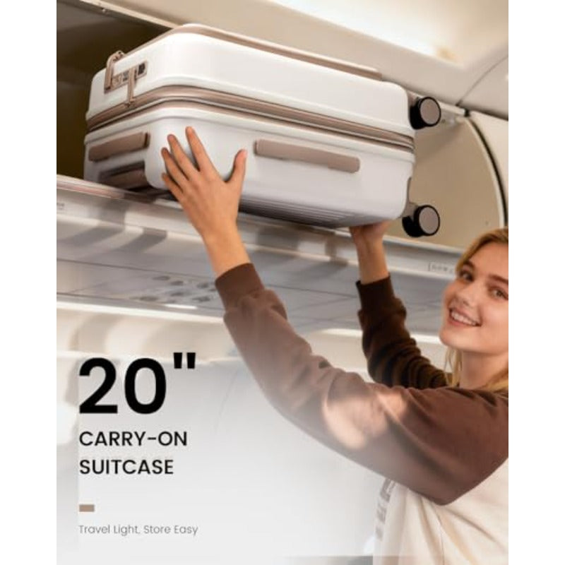 LOVEVOOK 22X14X9 Carry-On Suitcase, Airline Approved, Expandable Hard Shell with Spinner Wheels, USB Charging Port, Front Pocket, TSA Lock, Ideal for Travel