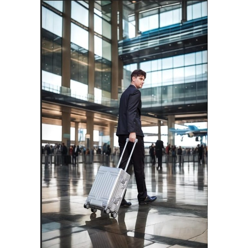 All Aluminum 20'' Luggage with Removable Spinner WheelsProvide Spare Wheels. Carry on Luggage 22 X 14 X 9 Airline Approved Lightweight Metal Hard Shell Zipperless Suitcase