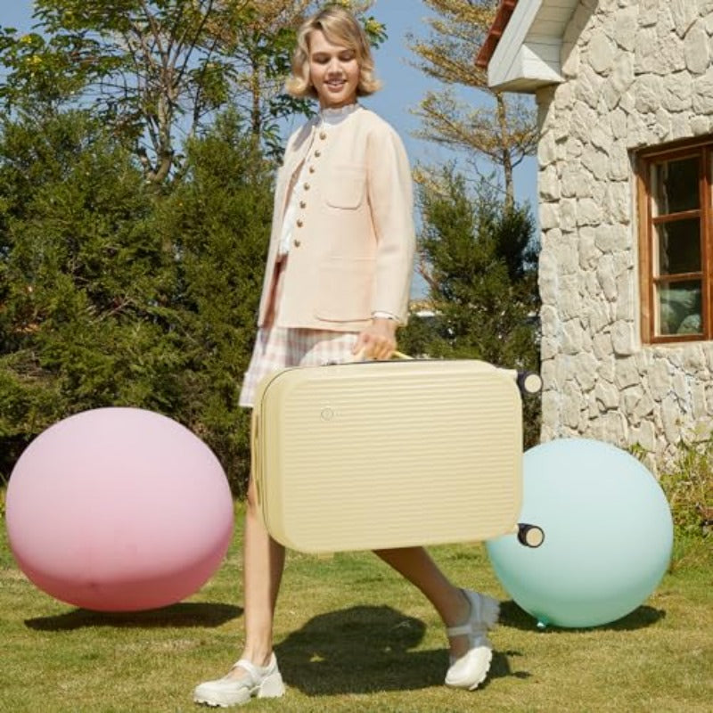 mixi 20 Inch Carry On Luggage PC Hardside Suitcases with Wheels and TSA for Travel Woman Men Lark Yellow