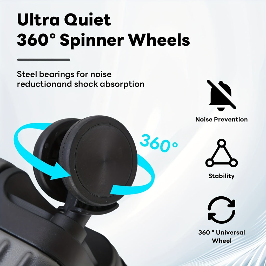 20Inch PC Hard Shell Carry On Luggage with Aluminum Frame Silvery Suitcase with Cup Holder And USB Port Zipperless Design Ideal for Business Travel