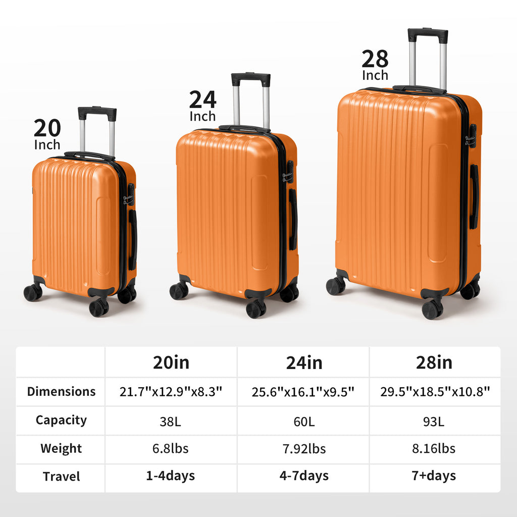3in1 Luggage Set with Detachable Wheels, 20\u002F24\u002F28 Inch Lightweight ABS Suitcase with Lock & Spinner Wheels, Durable Travel Trolley Bag, 28-inch Disassembly Wheels