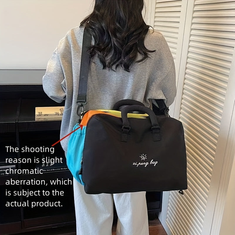 Large Capacity Japanese Style Nylon Tote Bag - Crossbody Shoulder Bag Suitable for Travel, Gym, Business & Daily Use, Zipper Closure, Spacious Luggage Carrier, Nylon for Commuting, Shopping, Training