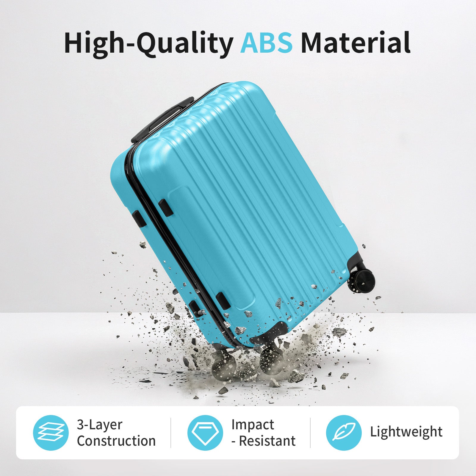 3in1 Luggage Set with Detachable Wheels, 20\u002F24\u002F28 Inch Lightweight ABS Suitcase with Lock & Spinner Wheels, Durable Travel Trolley Bag, 28-inch Disassembly Wheels