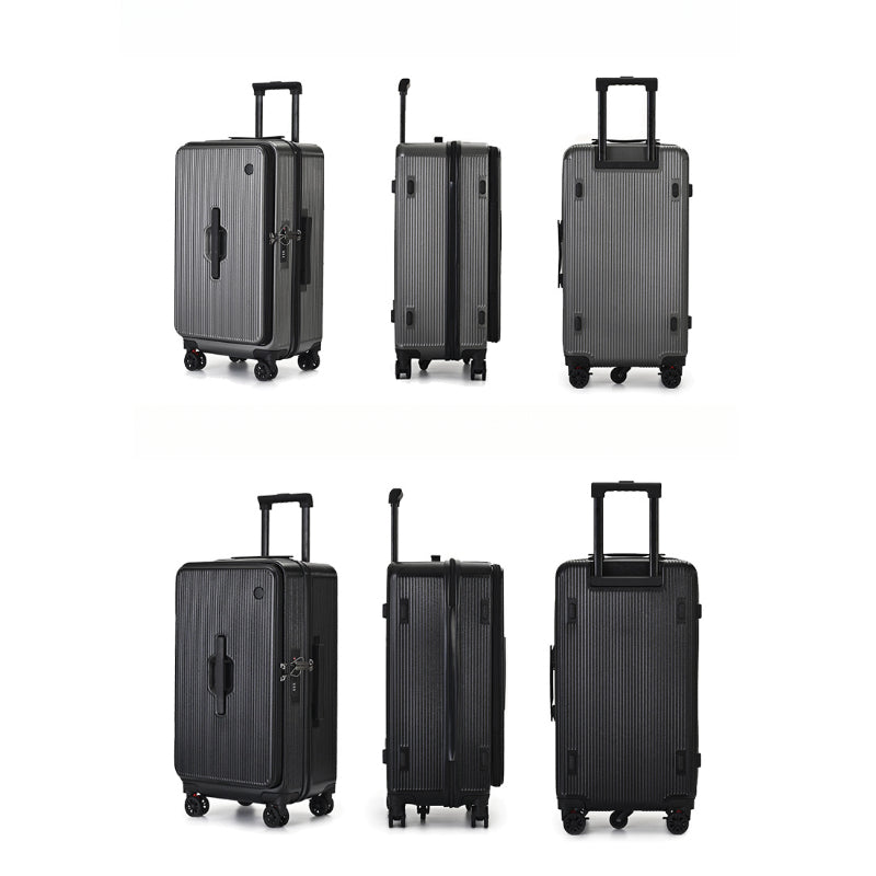 Large Capacity Rolling Suitcase with a Side-Opening Zipper, Made from PC Material for Travel