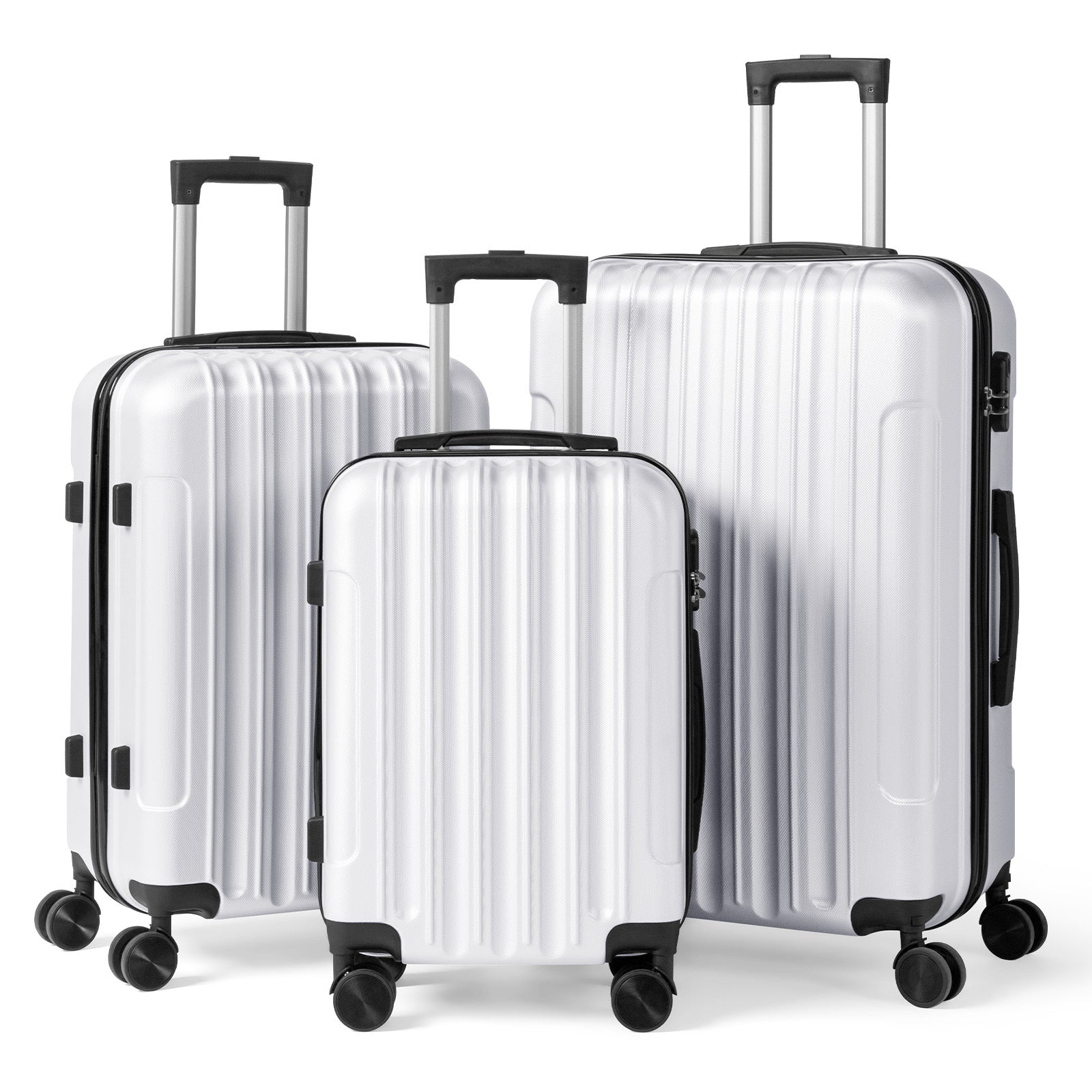 3in1 Luggage Set with Detachable Wheels, 20\u002F24\u002F28 Inch Lightweight ABS Suitcase with Lock & Spinner Wheels, Durable Travel Trolley Bag, 28-inch Disassembly Wheels