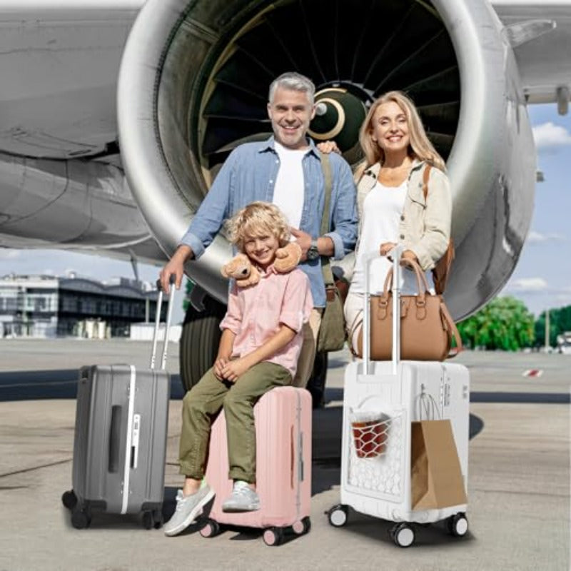 omcriCarry On Lage Double Handle Suitcase with Net PocketHard Shell Spinner Wheels Lage with TSA LockandSeat Belt 20 inch Pink
