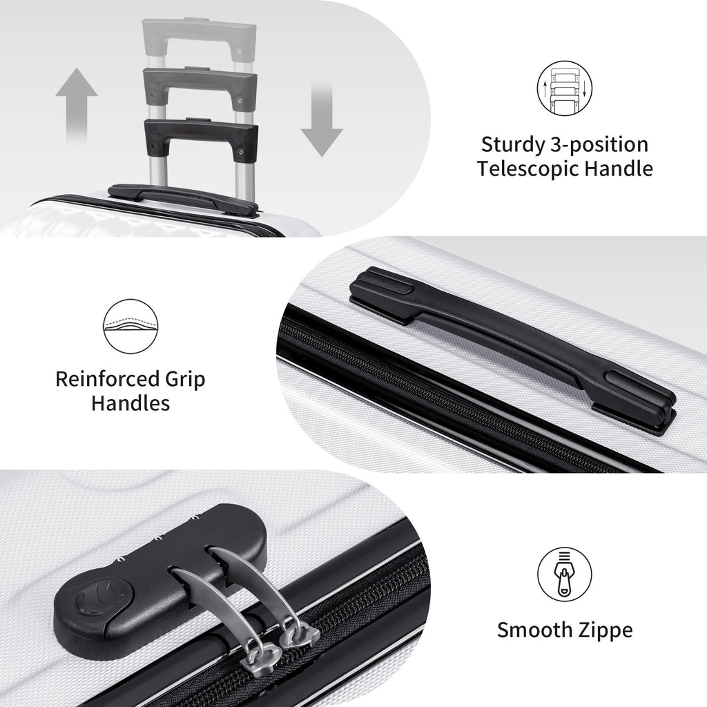 3in1 Luggage Set with Detachable Wheels, 20\u002F24\u002F28 Inch Lightweight ABS Suitcase with Lock & Spinner Wheels, Durable Travel Trolley Bag, 28-inch Disassembly Wheels