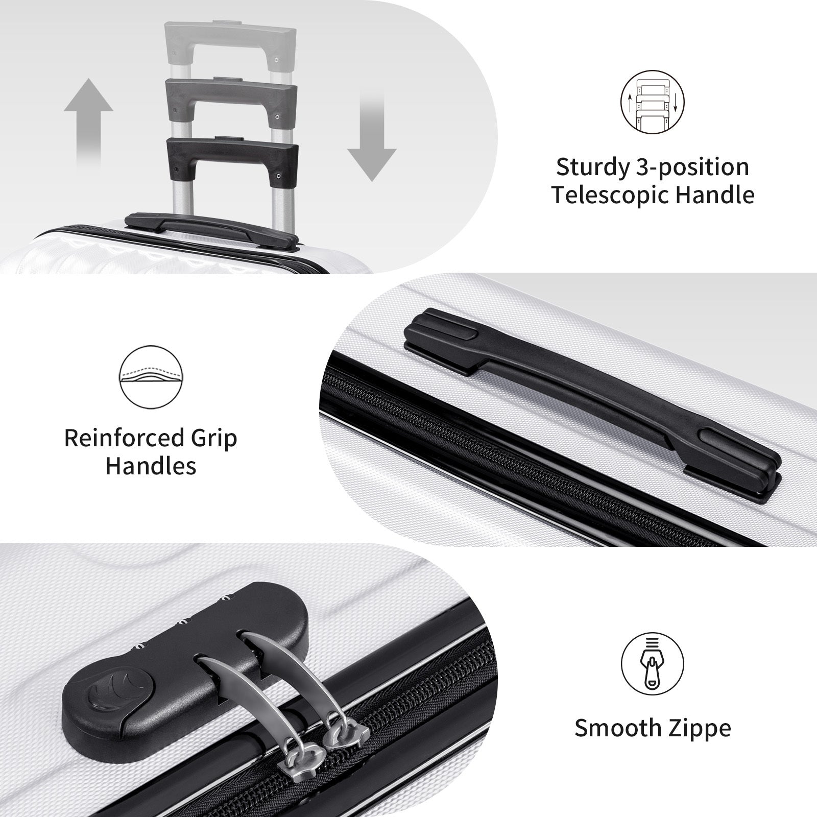 3in1 Luggage Set with Detachable Wheels, 20\u002F24\u002F28 Inch Lightweight ABS Suitcase with Lock & Spinner Wheels, Durable Travel Trolley Bag, 28-inch Disassembly Wheels