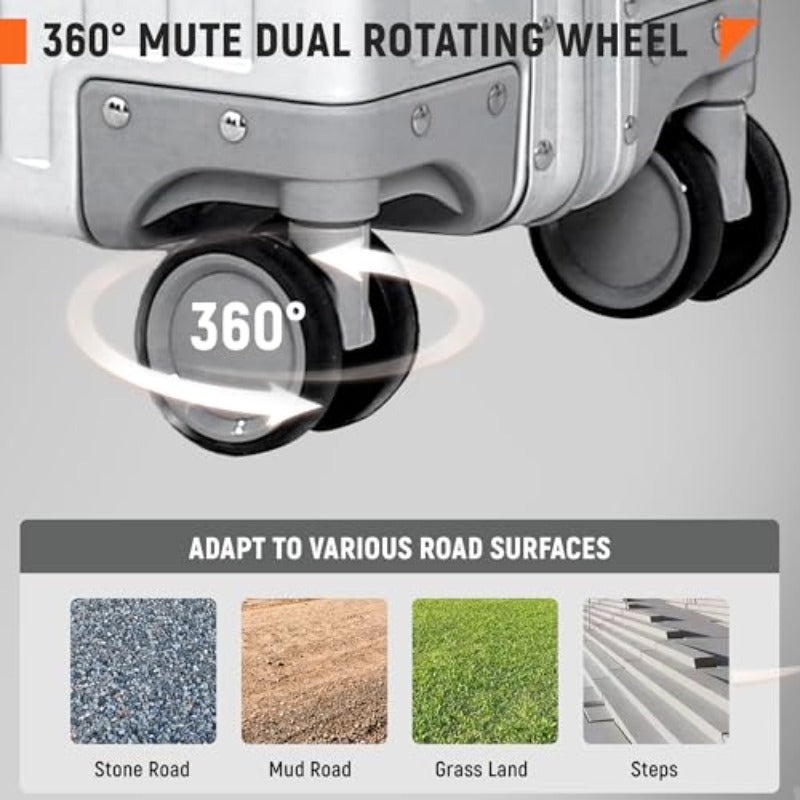 omcriUrbanExplorer All Aluminum Carry On Lage 22x14x9 Airline Appd Heavy Duty Hard Shell Suitcases Zipperl Suitcase with TSA Lock Sliver 20 Inch