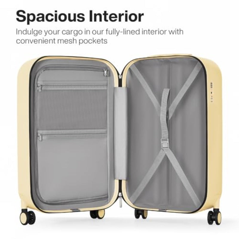 mixi 20 Inch Carry On Luggage PC Hardside Suitcases with Wheels and TSA for Travel Woman Men Lark Yellow