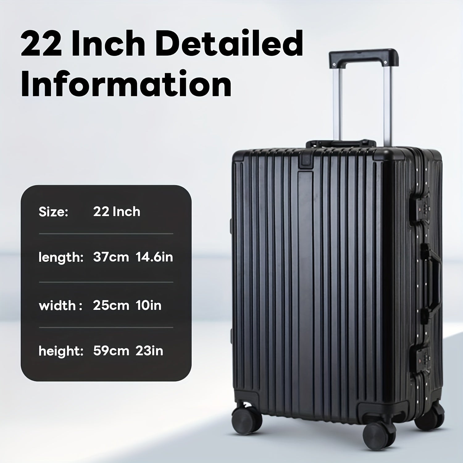 20Inch PC Hard Shell Carry On Luggage with Aluminum Frame Silvery Suitcase with Cup Holder And USB Port Zipperless Design Ideal for Business Travel