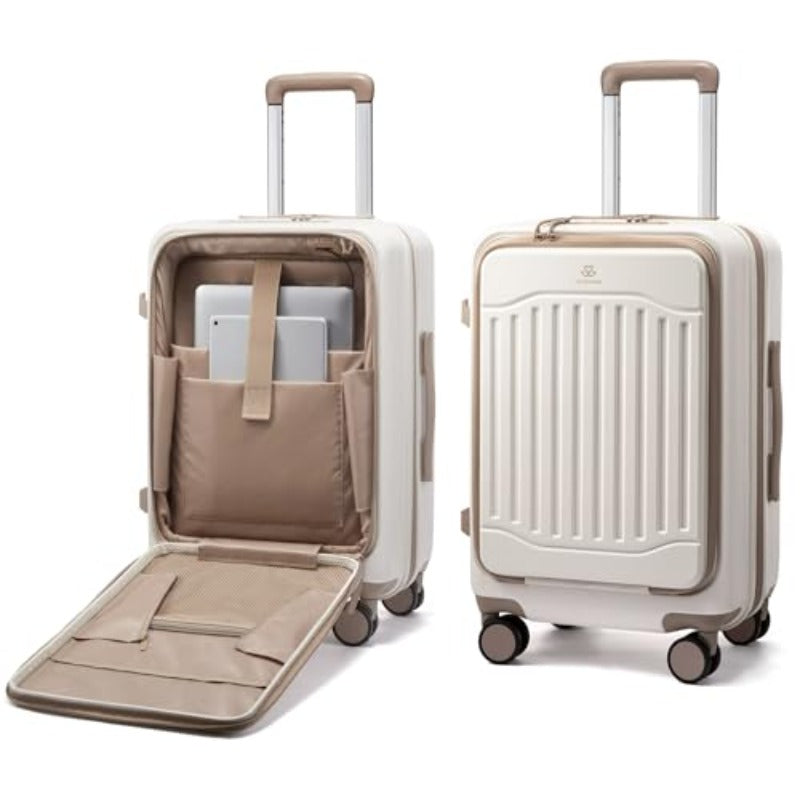 LOVEVOOK 22X14X9 Carry-On Suitcase, Airline Approved, Expandable Hard Shell with Spinner Wheels, USB Charging Port, Front Pocket, TSA Lock, Ideal for Travel