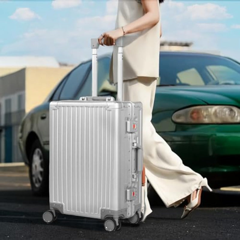 omcriUrbanExplorer All Aluminum Carry On Lage 22x14x9 Airline Appd Heavy Duty Hard Shell Suitcases Zipperl Suitcase with TSA Lock Sliver 20 Inch