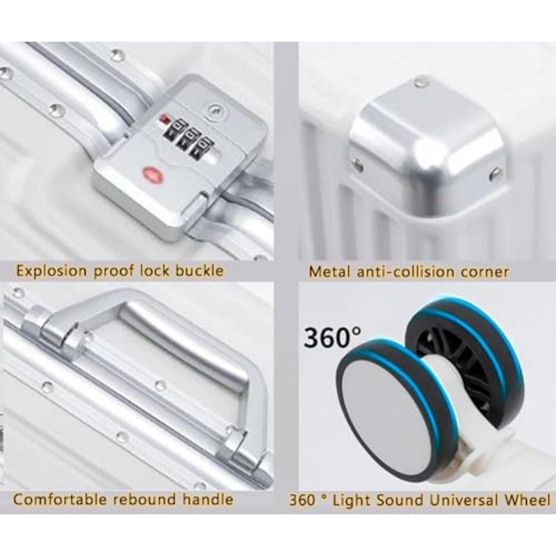 Hand Luggage Zipperless Luggage Aluminum Luggage Packed Luggage with USB Suitcase with Cup Holder with TSA with Aluminum FrameB 24in