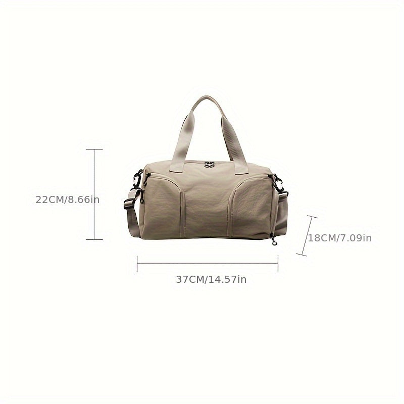 Large Capacity Lightweight Travel Crossbody Bag with Shoe Compartment - Durable Polyester Gym Bag for Men & Women, Multiple Compartments, Fashionable Casual Shoulder Bag in 5 Colors (Bright Pink, Khaki, Green, Blue, Black)