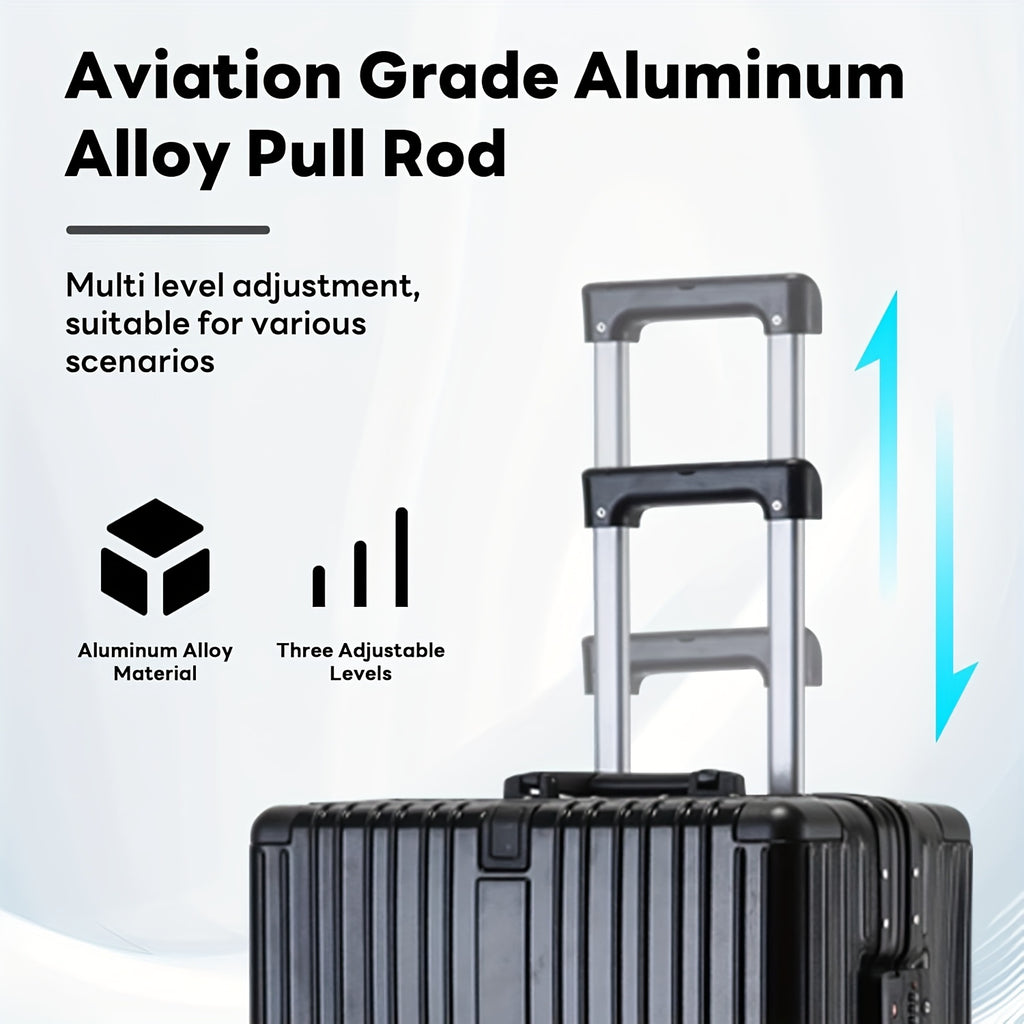 20Inch PC Hard Shell Carry On Luggage with Aluminum Frame Silvery Suitcase with Cup Holder And USB Port Zipperless Design Ideal for Business Travel