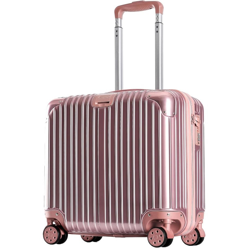 Small Carry on Luggage Airline Approved Hardside Carry on Suitcases with Spinner Wheels and TSA Lock 18 Inch Travel Luggage Hard Shell Lightweight Rolling Suitcases for Travel\u002FBusiness Rose Gold