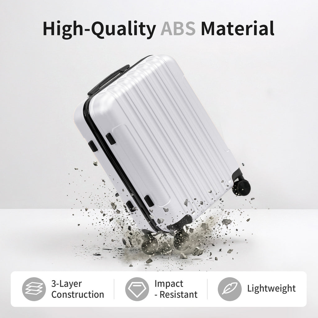 3in1 Luggage Set with Detachable Wheels, 20\u002F24\u002F28 Inch Lightweight ABS Suitcase with Lock & Spinner Wheels, Durable Travel Trolley Bag, 28-inch Disassembly Wheels