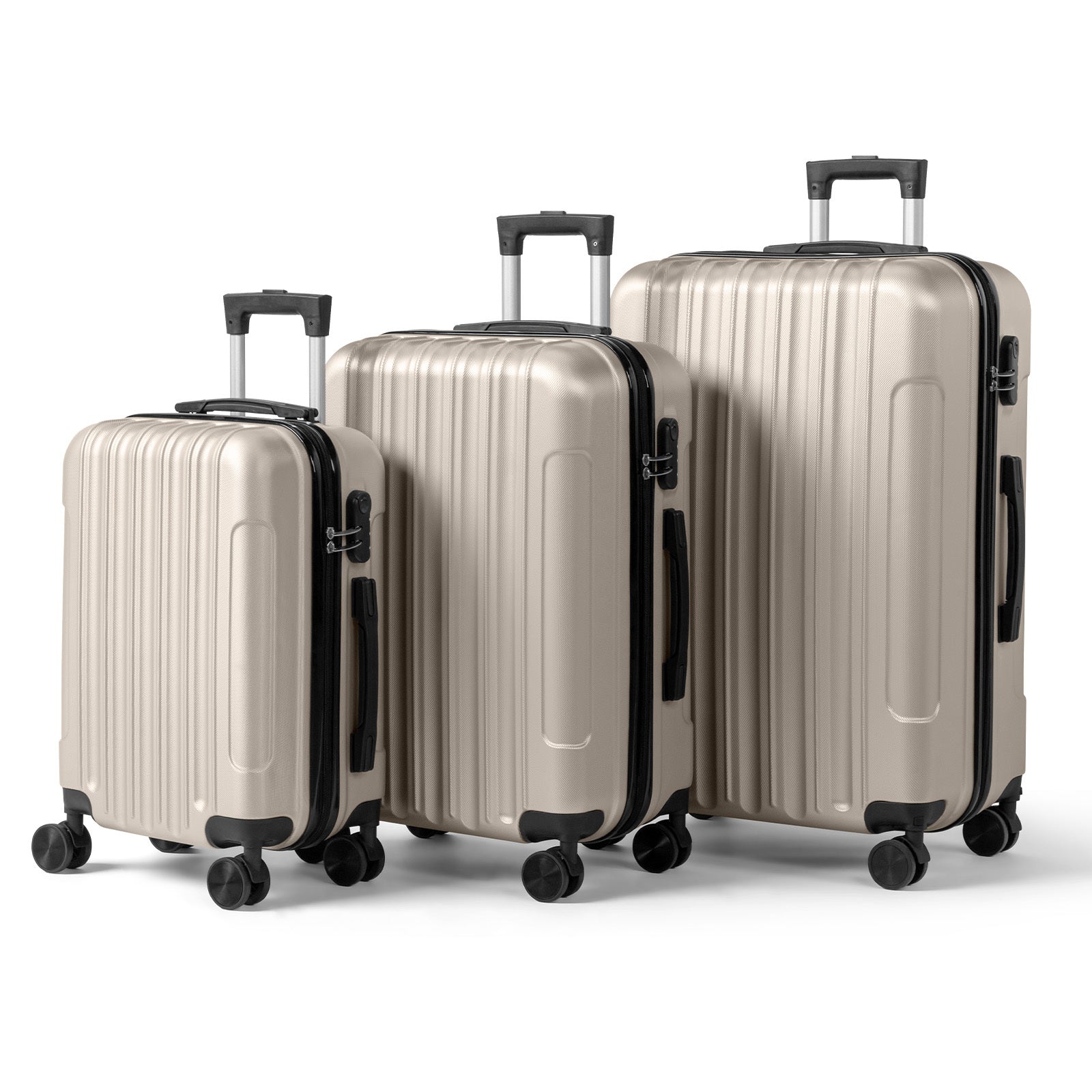 3in1 Luggage Set with Detachable Wheels, 20\u002F24\u002F28 Inch Lightweight ABS Suitcase with Lock & Spinner Wheels, Durable Travel Trolley Bag, 28-inch Disassembly Wheels
