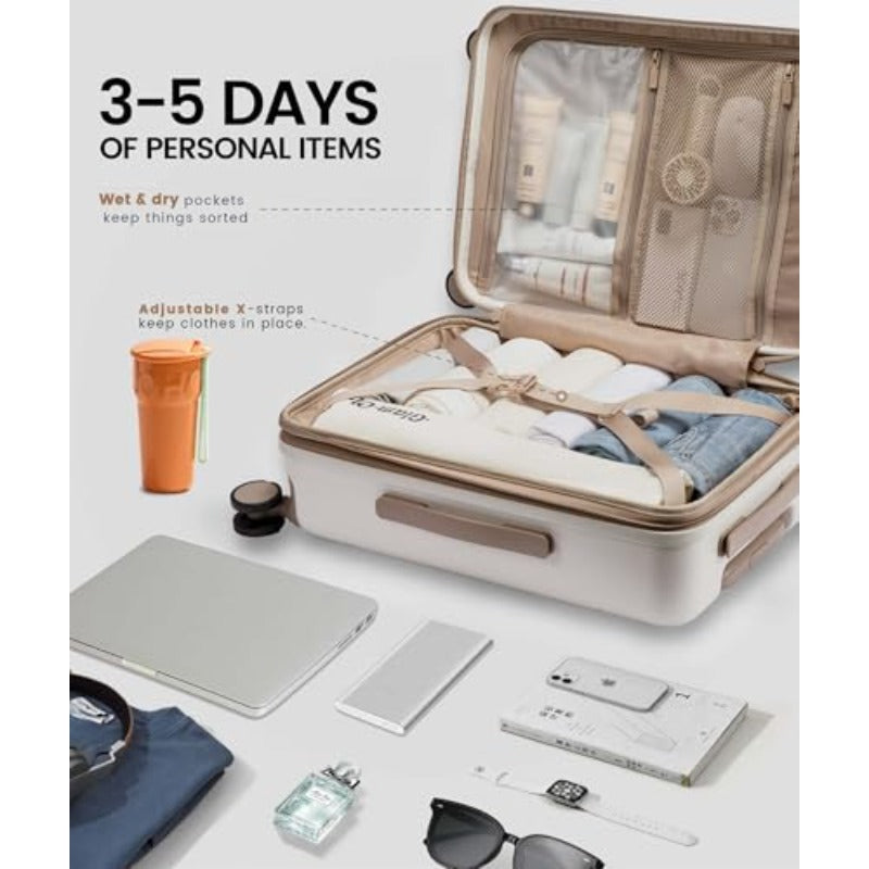 LOVEVOOK 22X14X9 Carry-On Suitcase, Airline Approved, Expandable Hard Shell with Spinner Wheels, USB Charging Port, Front Pocket, TSA Lock, Ideal for Travel