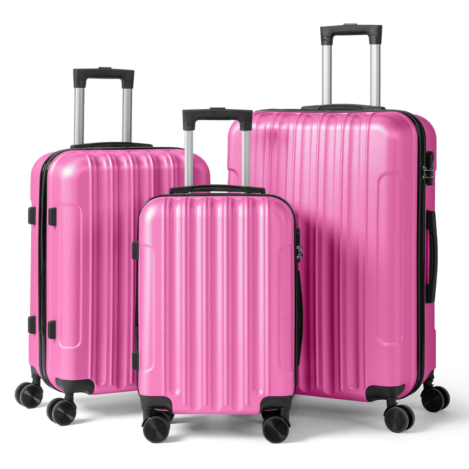 3in1 Luggage Set with Detachable Wheels, 20\u002F24\u002F28 Inch Lightweight ABS Suitcase with Lock & Spinner Wheels, Durable Travel Trolley Bag, 28-inch Disassembly Wheels