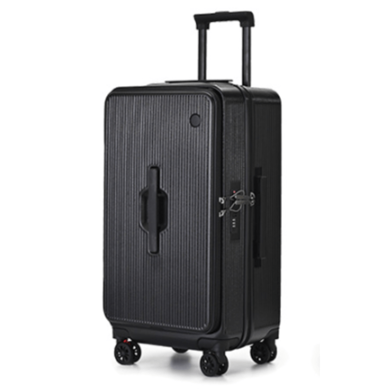 Large Capacity Rolling Suitcase with a Side-Opening Zipper, Made from PC Material for Travel