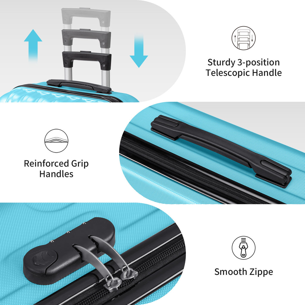 3in1 Luggage Set with Detachable Wheels, 20\u002F24\u002F28 Inch Lightweight ABS Suitcase with Lock & Spinner Wheels, Durable Travel Trolley Bag, 28-inch Disassembly Wheels