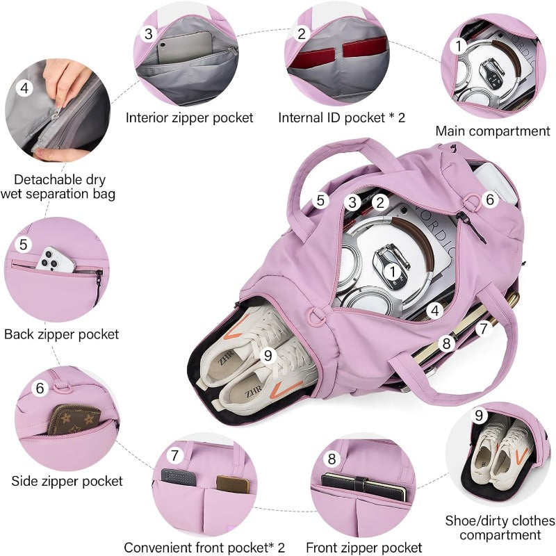 Hanke Cloud Carry On Luggage Bags for Travel Carry On Bag for Women Lightweight Travel Tote Bag Overnight Weekender Bag Lilac Purple