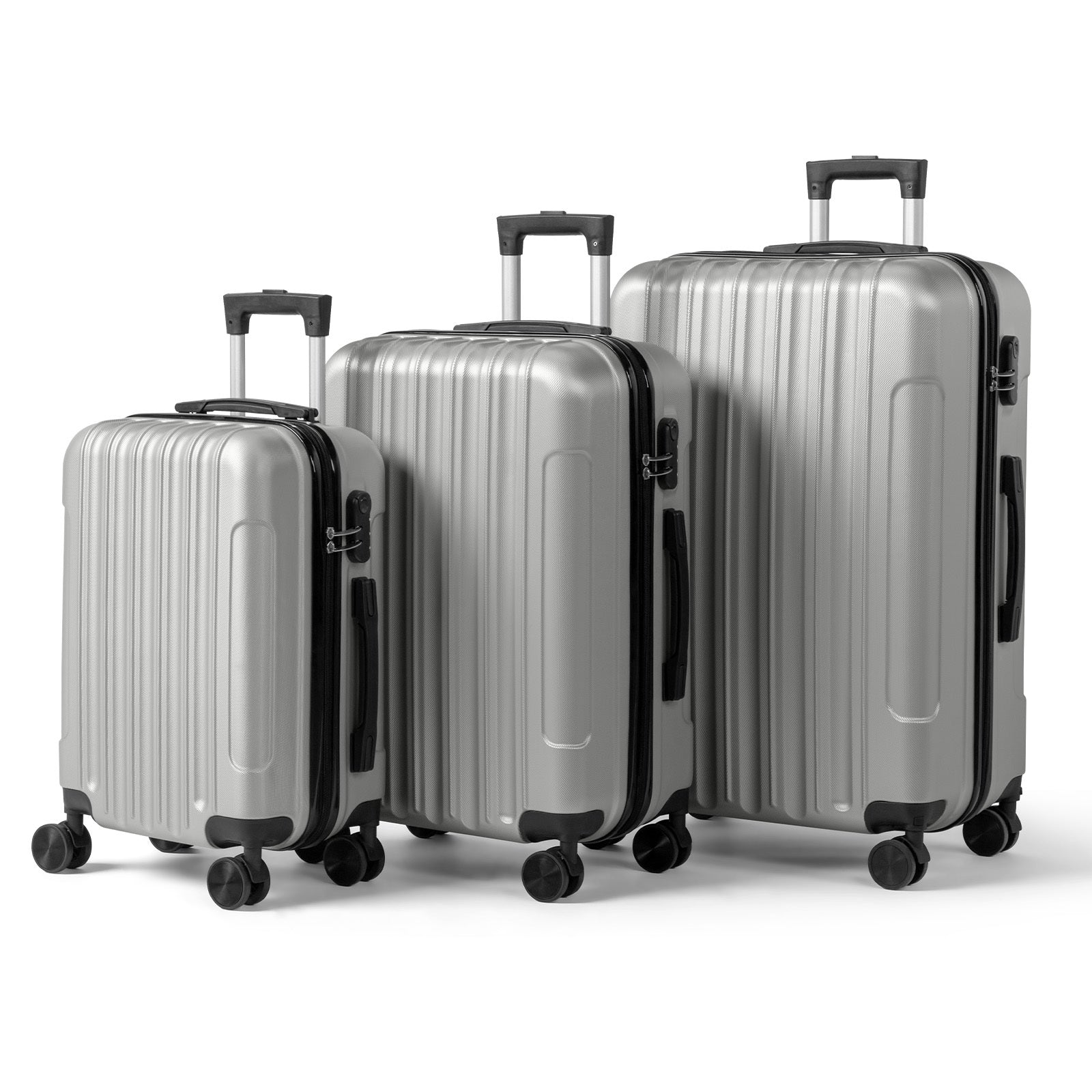 3in1 Luggage Set with Detachable Wheels, 20\u002F24\u002F28 Inch Lightweight ABS Suitcase with Lock & Spinner Wheels, Durable Travel Trolley Bag, 28-inch Disassembly Wheels