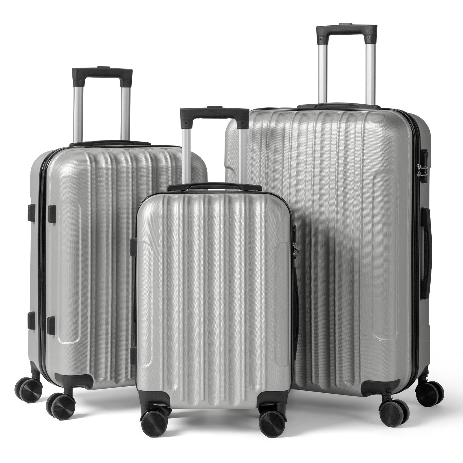 3in1 Luggage Set with Detachable Wheels, 20\u002F24\u002F28 Inch Lightweight ABS Suitcase with Lock & Spinner Wheels, Durable Travel Trolley Bag, 28-inch Disassembly Wheels