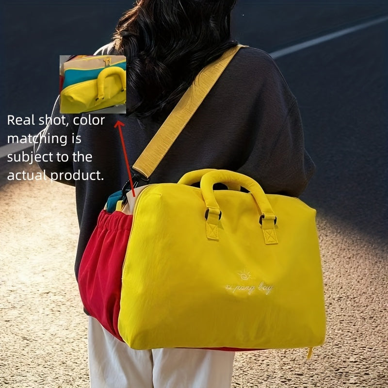 Large Capacity Japanese Style Nylon Tote Bag - Crossbody Shoulder Bag Suitable for Travel, Gym, Business & Daily Use, Zipper Closure, Spacious Luggage Carrier, Nylon for Commuting, Shopping, Training