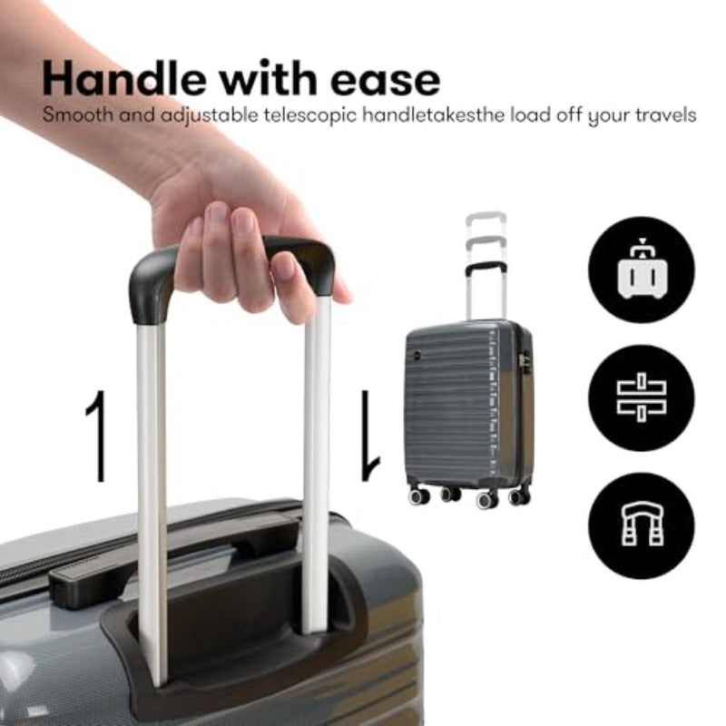 GinzaTravel 24 Inch Checked Luggage with Spinner Wheels TSA Lock PP Hardside Durable Medium Checked Suitcase Gray 24Inch