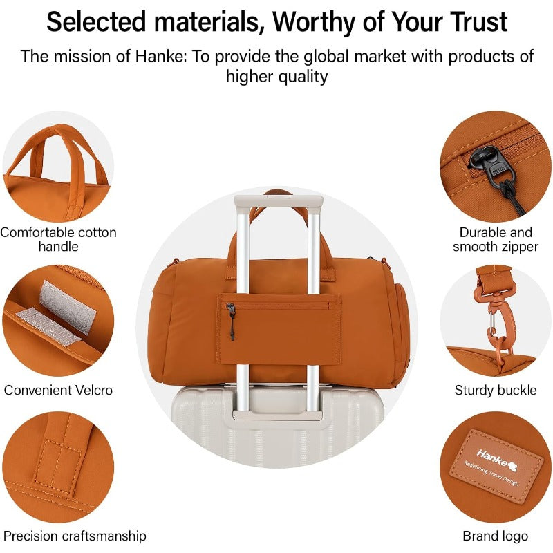 Hanke Cloud Carry On Luggage Bags for Travel Carry On Bag for Women Lightweight Travel Tote Bag Overnight Weekender BagMocha Brown