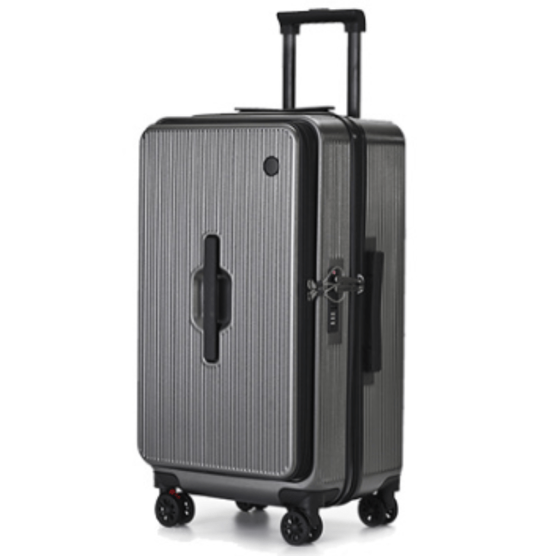 Large Capacity Rolling Suitcase with a Side-Opening Zipper, Made from PC Material for Travel