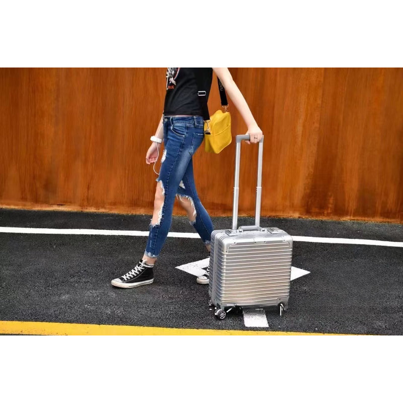 GZSONGJI 18-Inch Carry-On Luggage Approved by Airlines, Featuring a Lightweight Suitcase with an Aluminum Frame And TSA Lock - Reinforced Metal Corners, Ideal Compact Cabin Bag for Business Trips