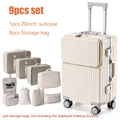 Luggage Set 9pcs 9pcs Luggage Set Including 20 And 24-Inch Suitcases, a Travel Storage Bag, And a Hard TSA Lock. The 20-Inch Carry-On Suitcase Features an Aluminum Frame, a Hardside Design
