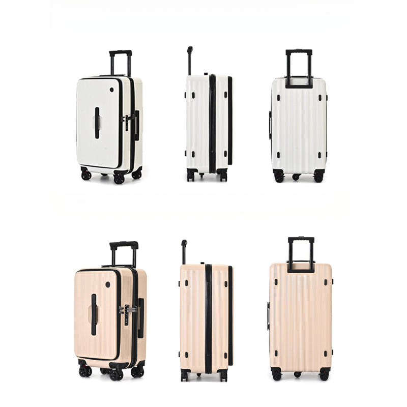 Large Capacity Rolling Suitcase with a Side-Opening Zipper, Made from PC Material for Travel