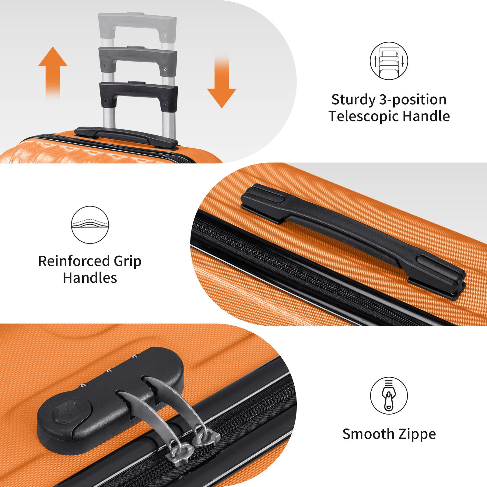 3in1 Luggage Set with Detachable Wheels, 20\u002F24\u002F28 Inch Lightweight ABS Suitcase with Lock & Spinner Wheels, Durable Travel Trolley Bag, 28-inch Disassembly Wheels