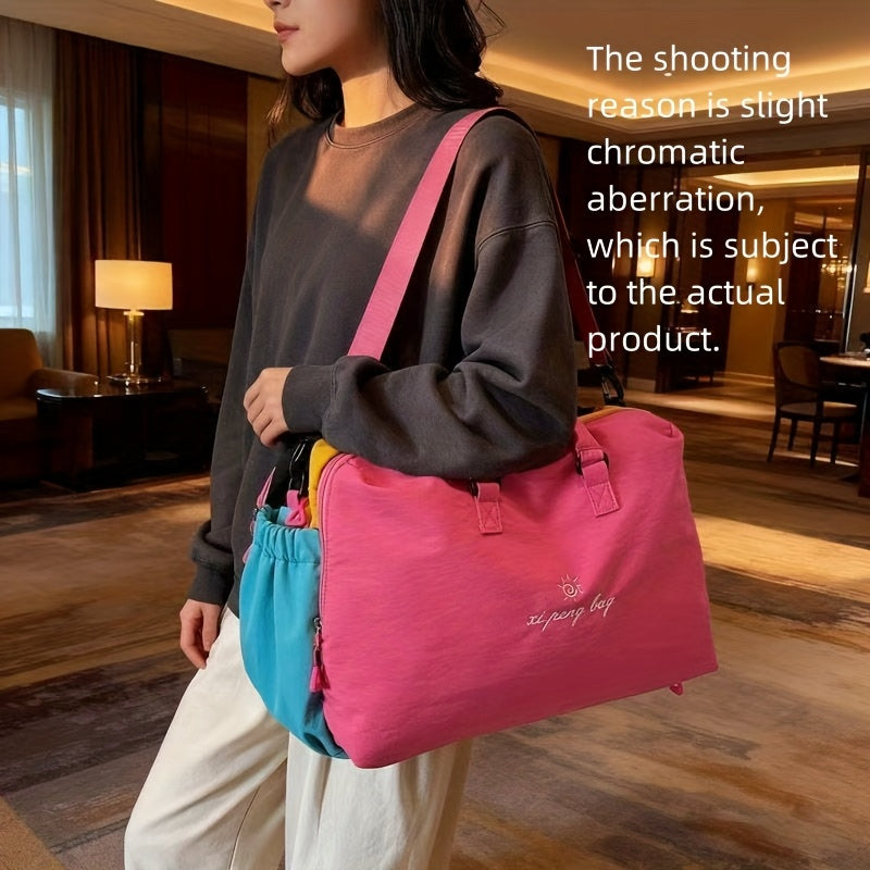 Large Capacity Japanese Style Nylon Tote Bag - Crossbody Shoulder Bag Suitable for Travel, Gym, Business & Daily Use, Zipper Closure, Spacious Luggage Carrier, Nylon for Commuting, Shopping, Training