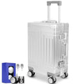 All Aluminum 20'' Luggage with Removable Spinner WheelsProvide Spare Wheels. Carry on Luggage 22 X 14 X 9 Airline Approved Lightweight Metal Hard Shell Zipperless Suitcase