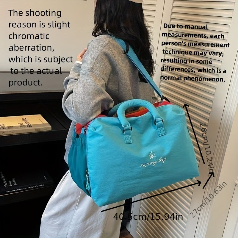 Large Capacity Japanese Style Nylon Tote Bag - Crossbody Shoulder Bag Suitable for Travel, Gym, Business & Daily Use, Zipper Closure, Spacious Luggage Carrier, Nylon for Commuting, Shopping, Training