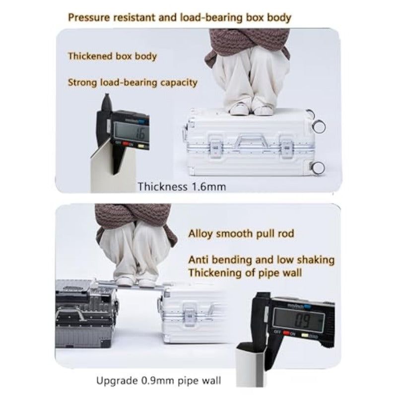 Hand Luggage Zipperless Luggage Aluminum Luggage Packed Luggage with USB Suitcase with Cup Holder with TSA with Aluminum FrameB 24in