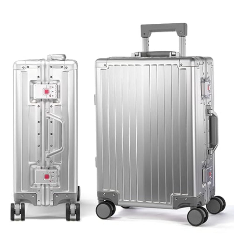 omcriUrbanExplorer All Aluminum Carry On Lage 22x14x9 Airline Appd Heavy Duty Hard Shell Suitcases Zipperl Suitcase with TSA Lock Sliver 20 Inch