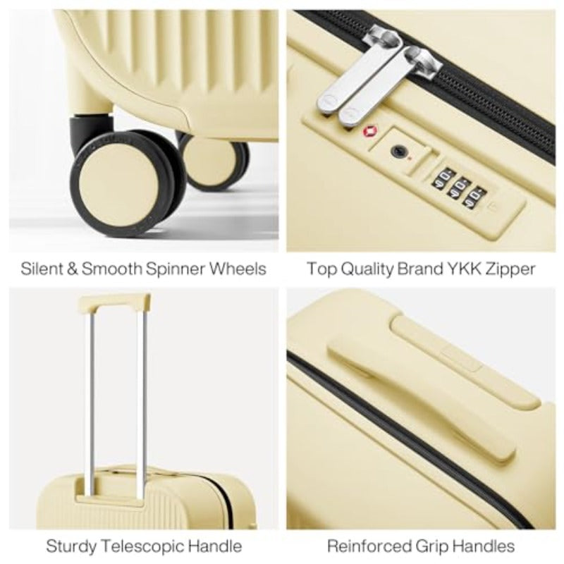 mixi 20 Inch Carry On Luggage PC Hardside Suitcases with Wheels and TSA for Travel Woman Men Lark Yellow