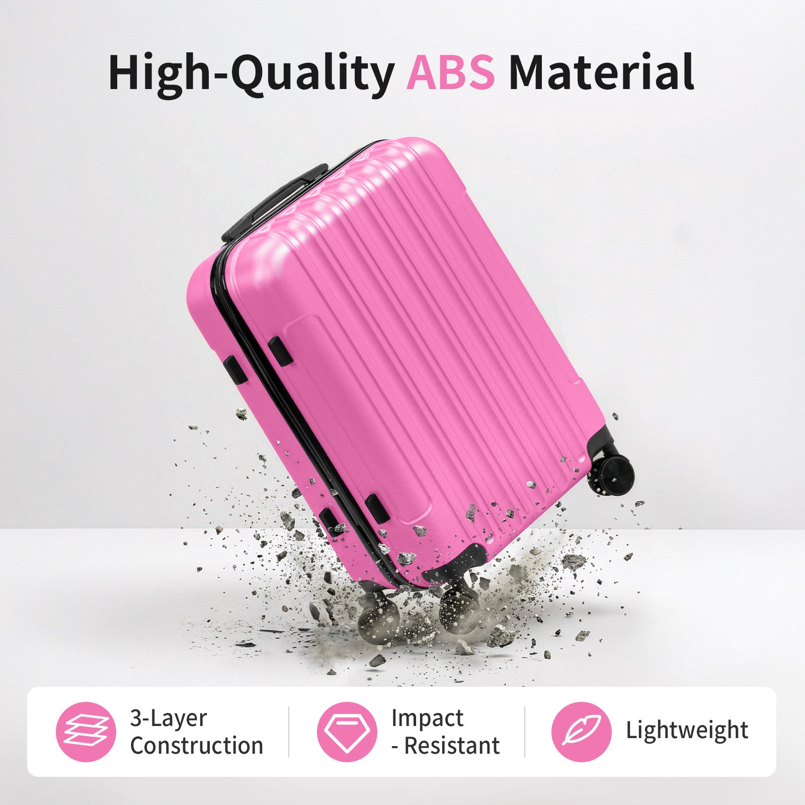 3in1 Luggage Set with Detachable Wheels, 20\u002F24\u002F28 Inch Lightweight ABS Suitcase with Lock & Spinner Wheels, Durable Travel Trolley Bag, 28-inch Disassembly Wheels