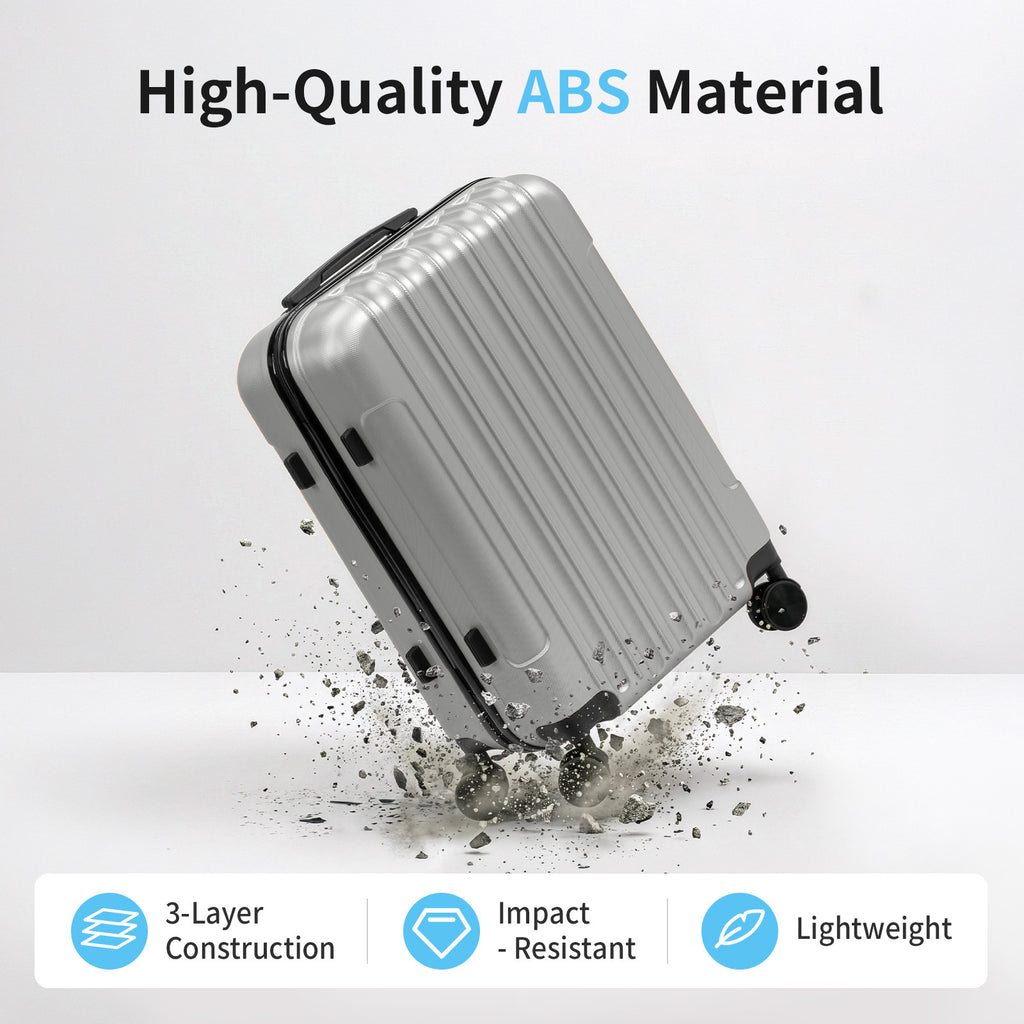 3in1 Luggage Set with Detachable Wheels, 20\u002F24\u002F28 Inch Lightweight ABS Suitcase with Lock & Spinner Wheels, Durable Travel Trolley Bag, 28-inch Disassembly Wheels