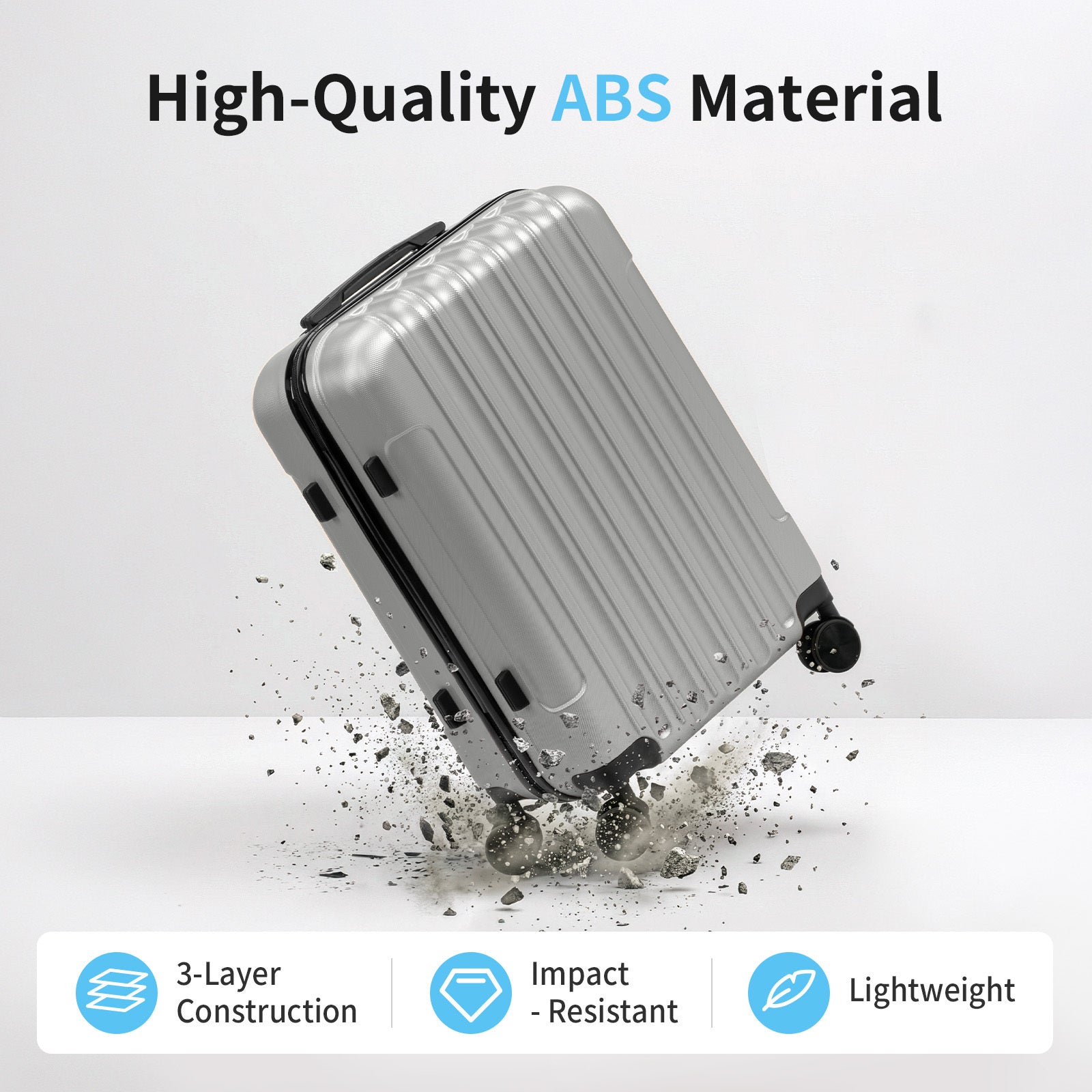 3in1 Luggage Set with Detachable Wheels, 20\u002F24\u002F28 Inch Lightweight ABS Suitcase with Lock & Spinner Wheels, Durable Travel Trolley Bag, 28-inch Disassembly Wheels