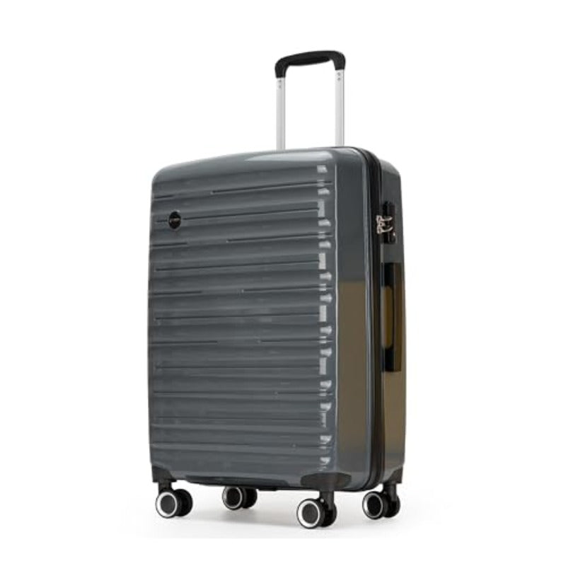 GinzaTravel 24 Inch Checked Luggage with Spinner Wheels TSA Lock PP Hardside Durable Medium Checked Suitcase Gray 24Inch